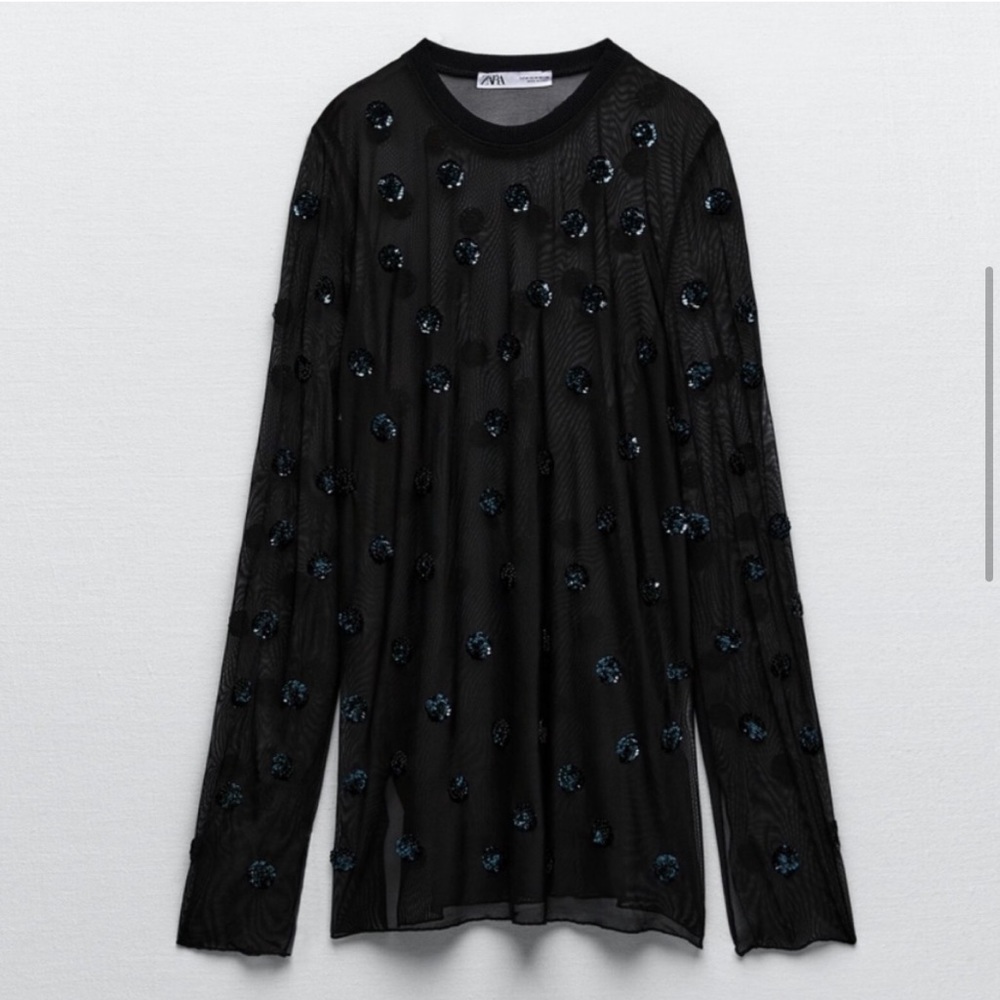 Semi-sheer Zara tunic with glitter detail